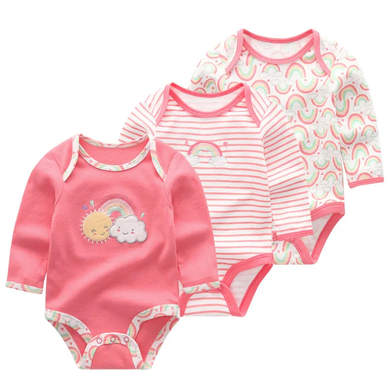 100% Cotton Long Sleeve Newborn Bodysuit (3 Packs) SnugBubs Australia