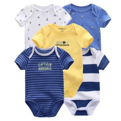 Kiddiezoom 5 Pcs/Lot Four Seasons Fashion Cartoon Short Sleeve Baby Boy Girl Bodysuits Soft 100%Cotton NewbornOnesies SnugBubs Australia