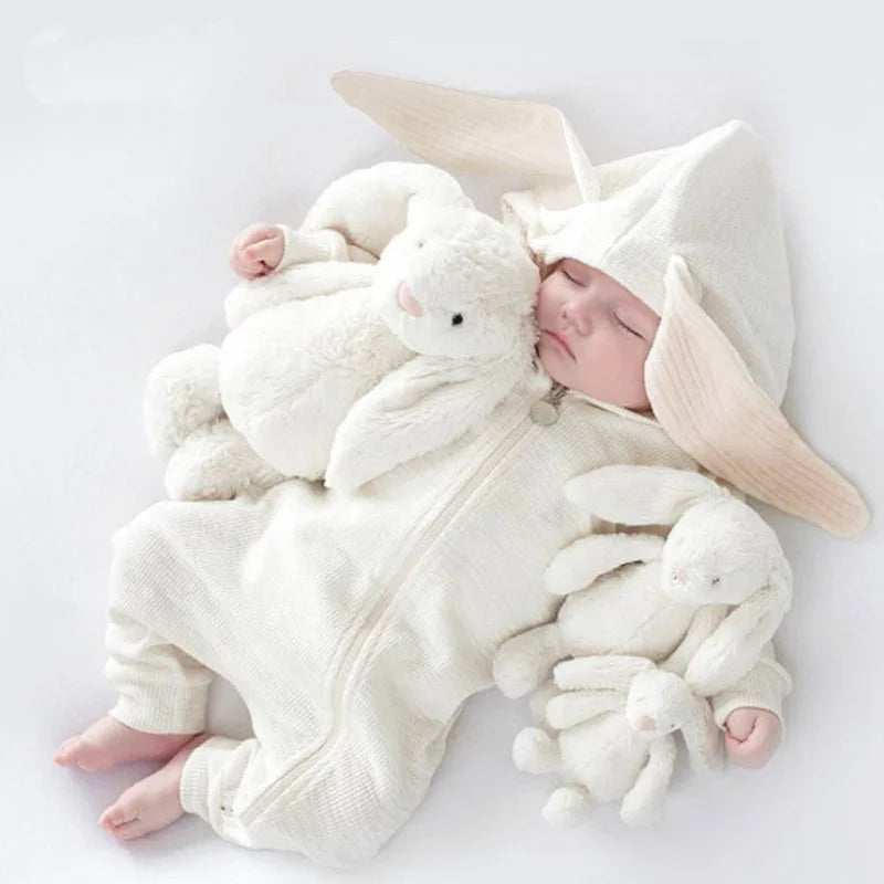 Baby Romper with Rabbit Ears – Cotton Long Sleeve Onesie (Unisex) SnugBubs Australia