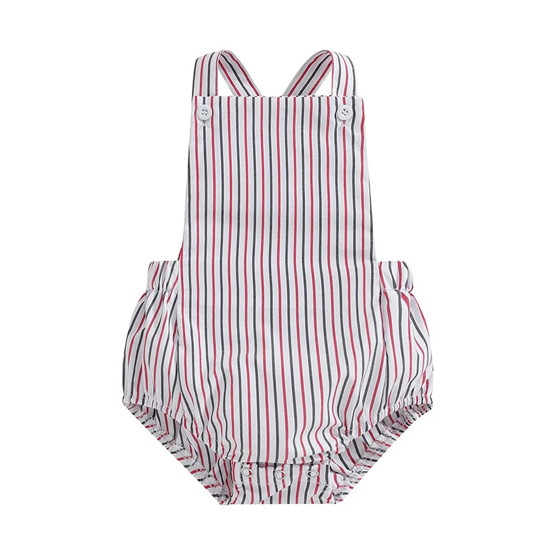 Summer Baby Romper Plaid & Stripe Print SnugBubs Australia