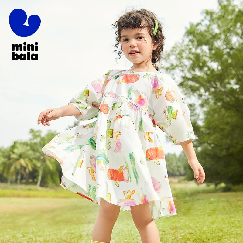 Mini Bala Girls Pure Cotton Beach Dress SnugBubs Australia