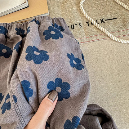 Autumn New Children Loose Trousers Vintage Flower Print Girls Harem Pants Baby Boys Casual Pants Cotton Baby Trousers Clothes SnugBubs Australia