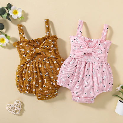 Floral & Polka Dot Print Bodysuit with Bow Waist SnugBubs Australia