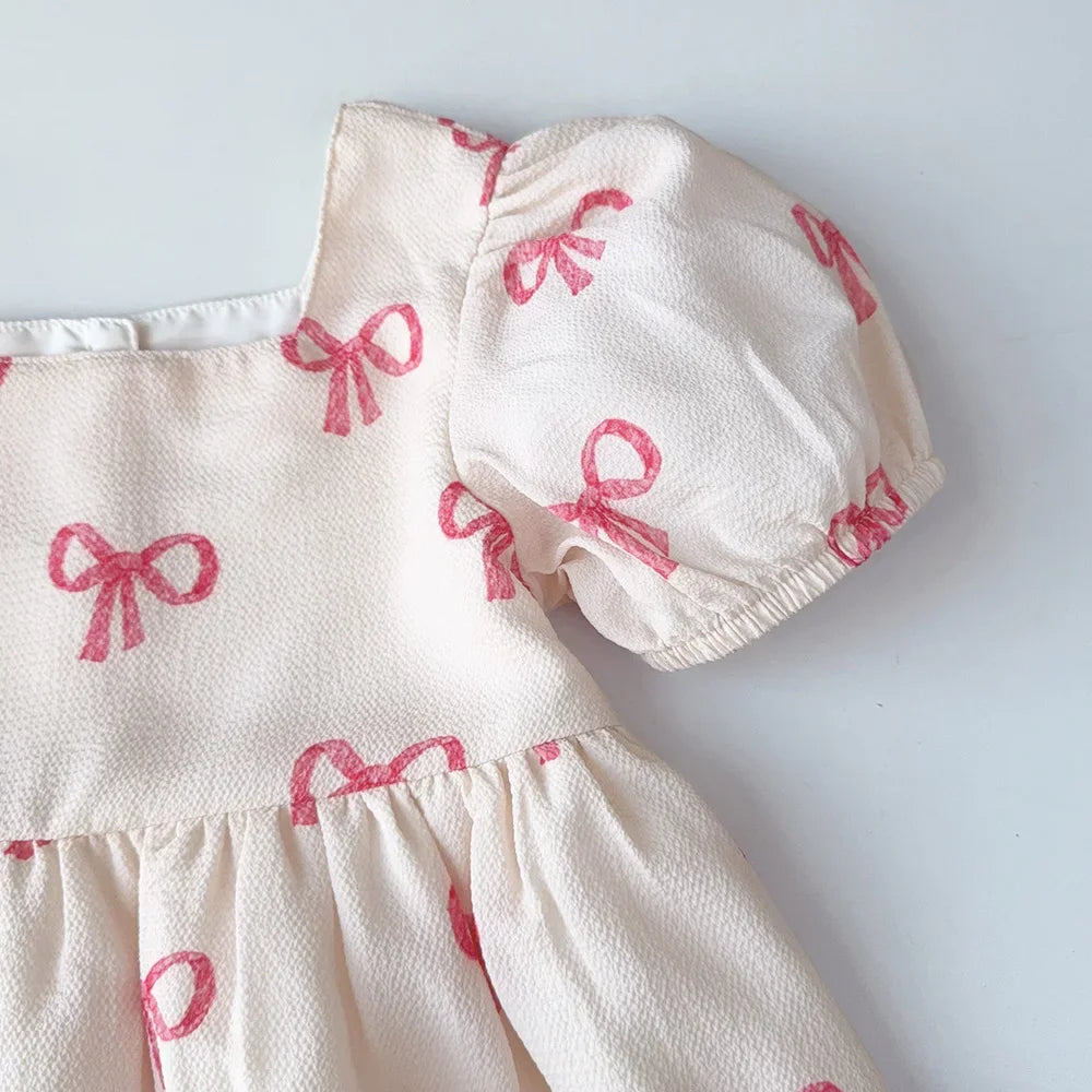 Bow Print Casual Dress