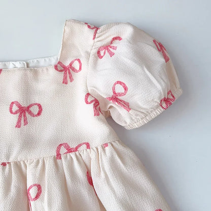 Bow Print Casual Dress