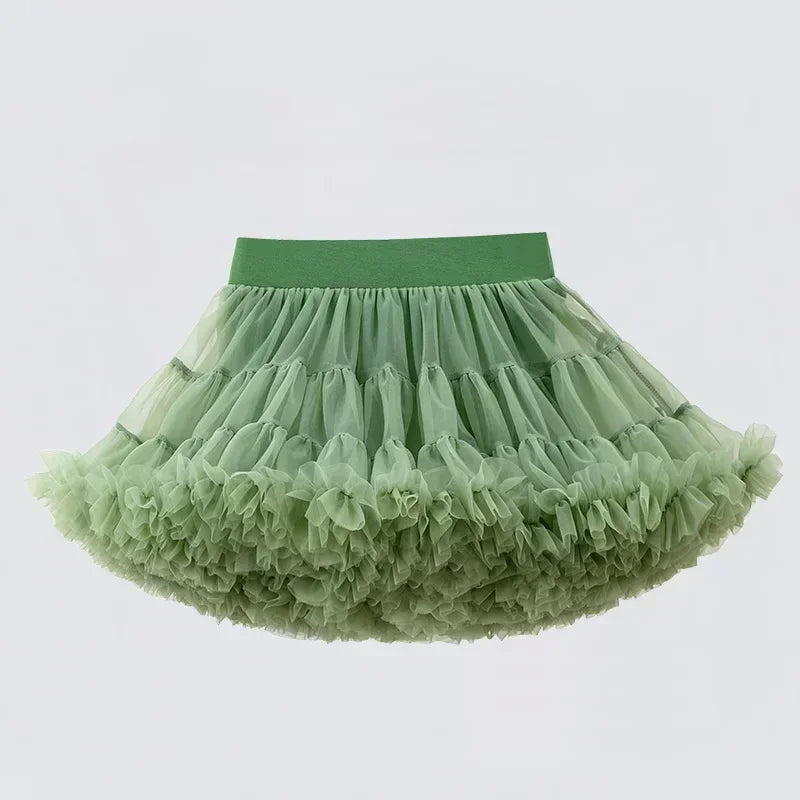 Girls Fluffy Tulle Tutu Skirt – Lace & Chiffon Dance Pettiskirt SnugBubs Australia