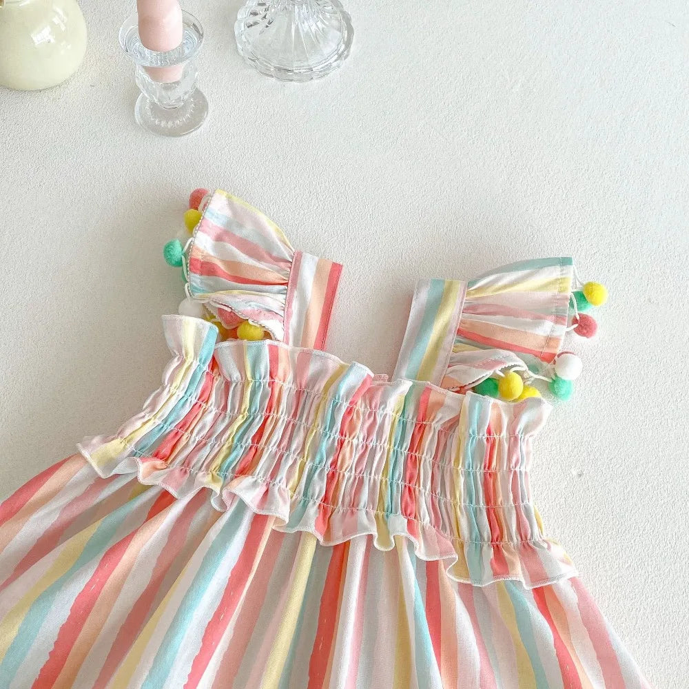 Princess Striped A-Line Dress for Girls SnugBubs Australia