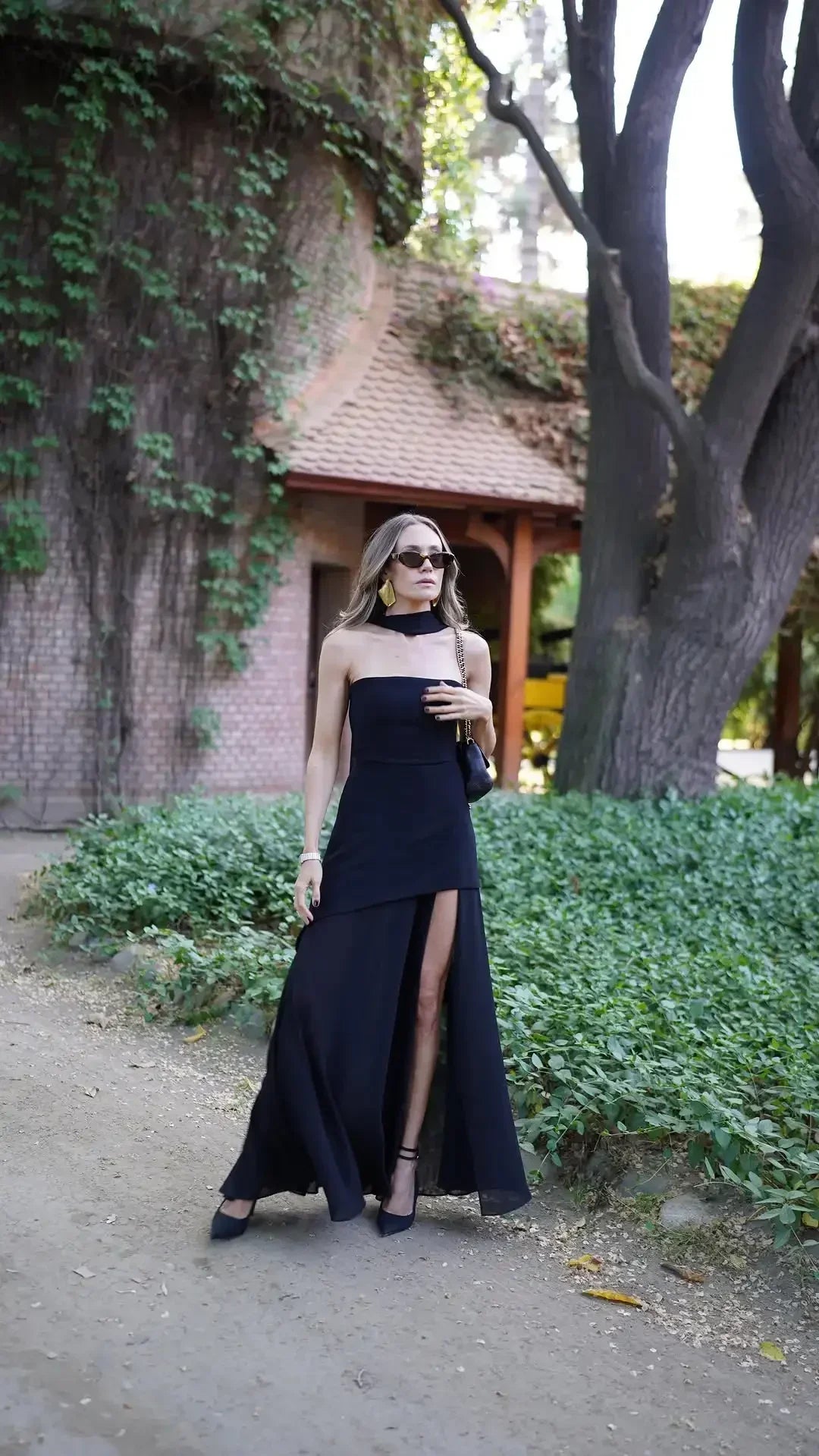 Mesh Scarf Neck Strapless Maxi Dress – Elegant Backless Split Gown SnugBubs Australia