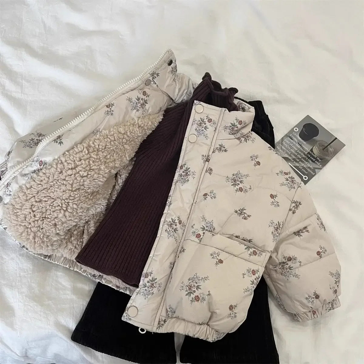 Cotton-Padded Floral Print Thicken Warm Coat SnugBubs Australia