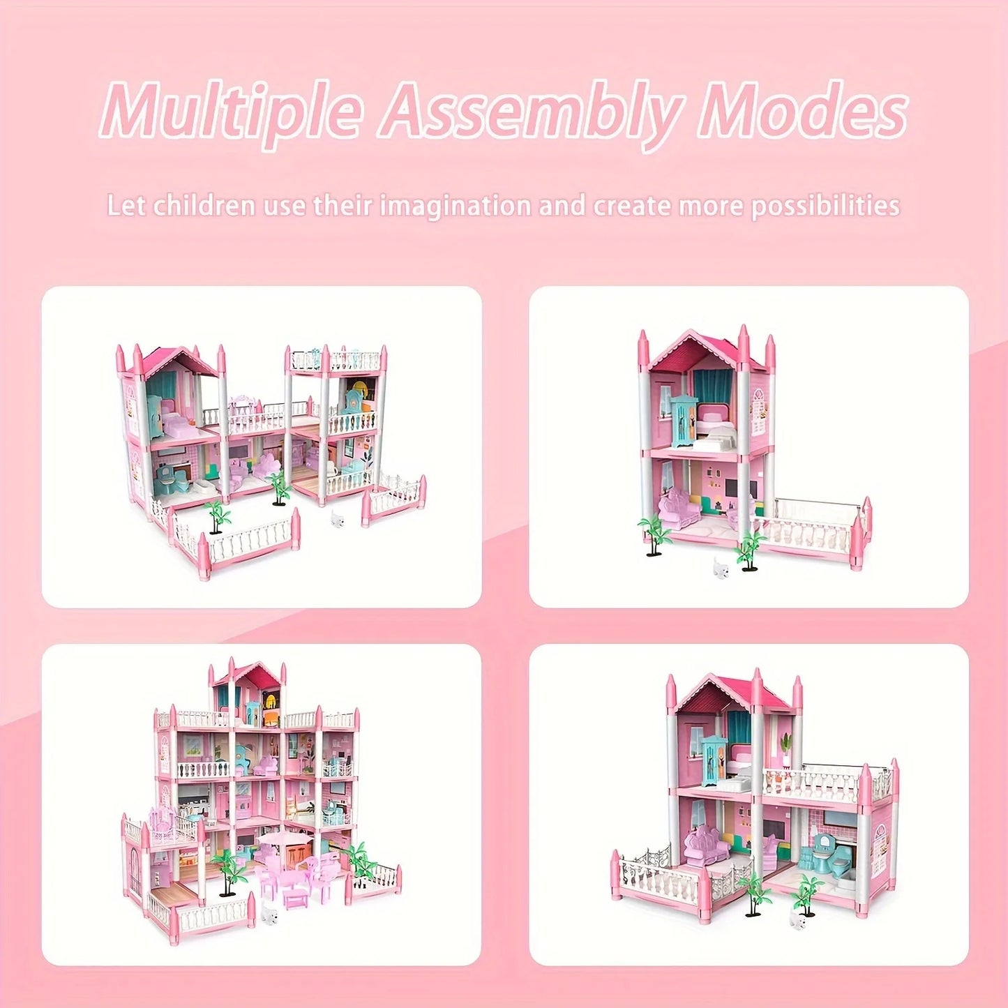 Children's Music Doll House Assembly Villa House 3D DIY Dream Princess Castle Villa Assembly Doll House Set Toy Girl Family Toy - SnugBubs Australia