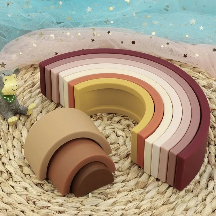 10-Piece Silicone Rainbow Stacking Toy SnugBubs Australia