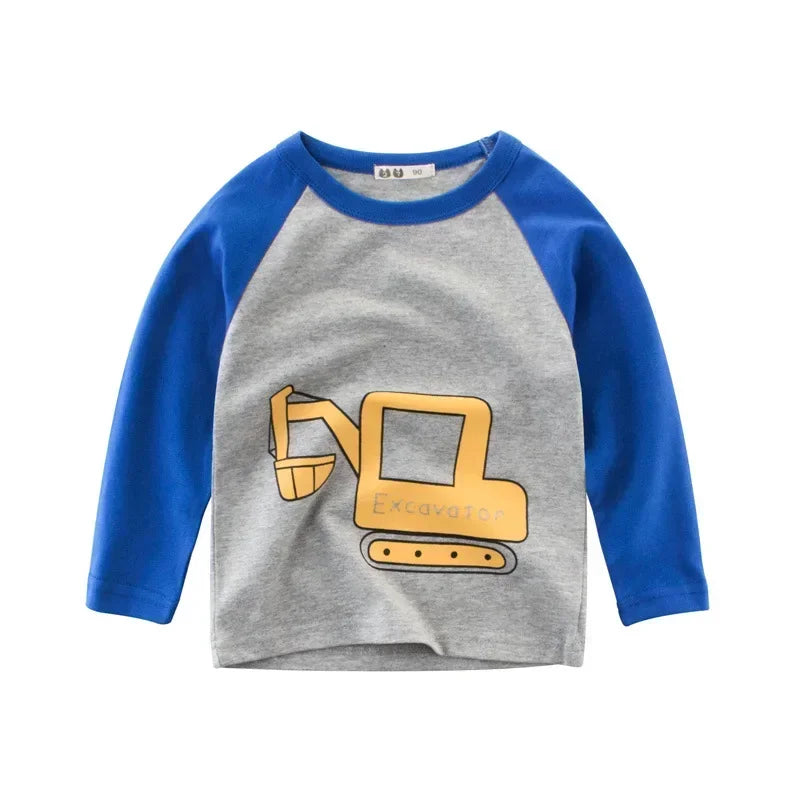 Boys Long Sleeve Construction Vehicles Graphic Tee SnugBubs Australia