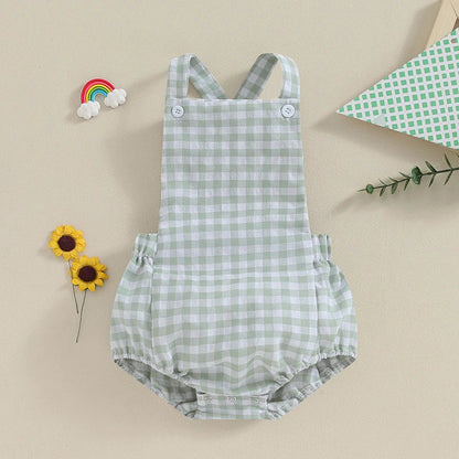 Summer Baby Romper Plaid & Stripe Print SnugBubs Australia