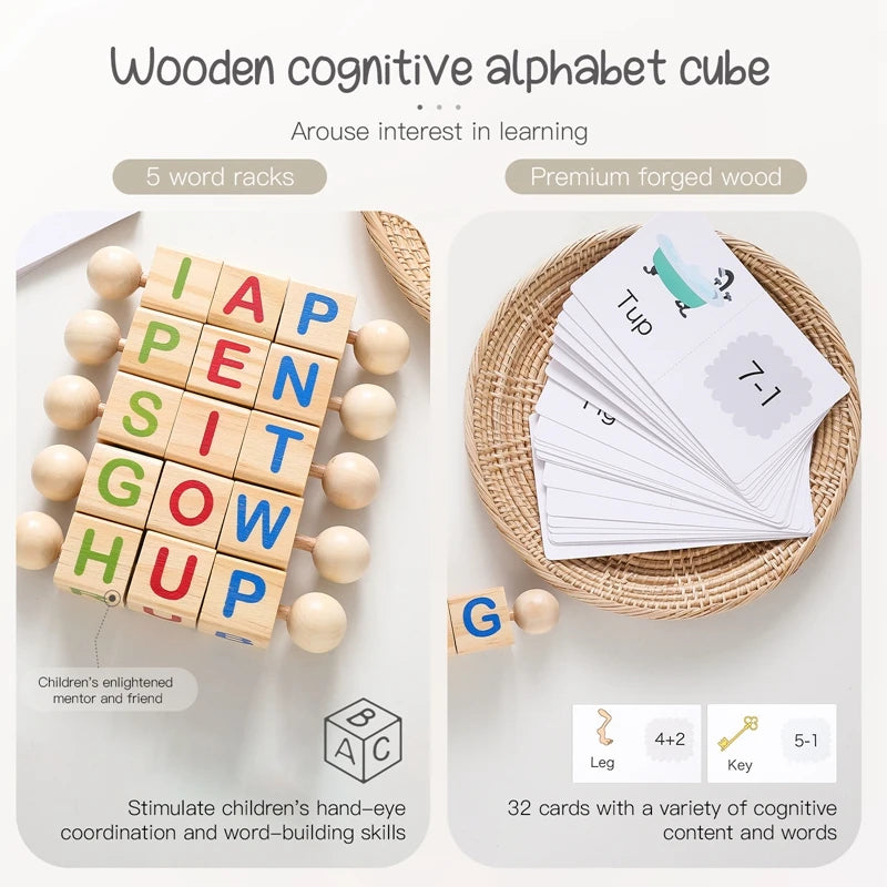 Montessori Word Spelling Game – Kids Educational Puzzle with Picture Matching Cards SnugBubs Australia