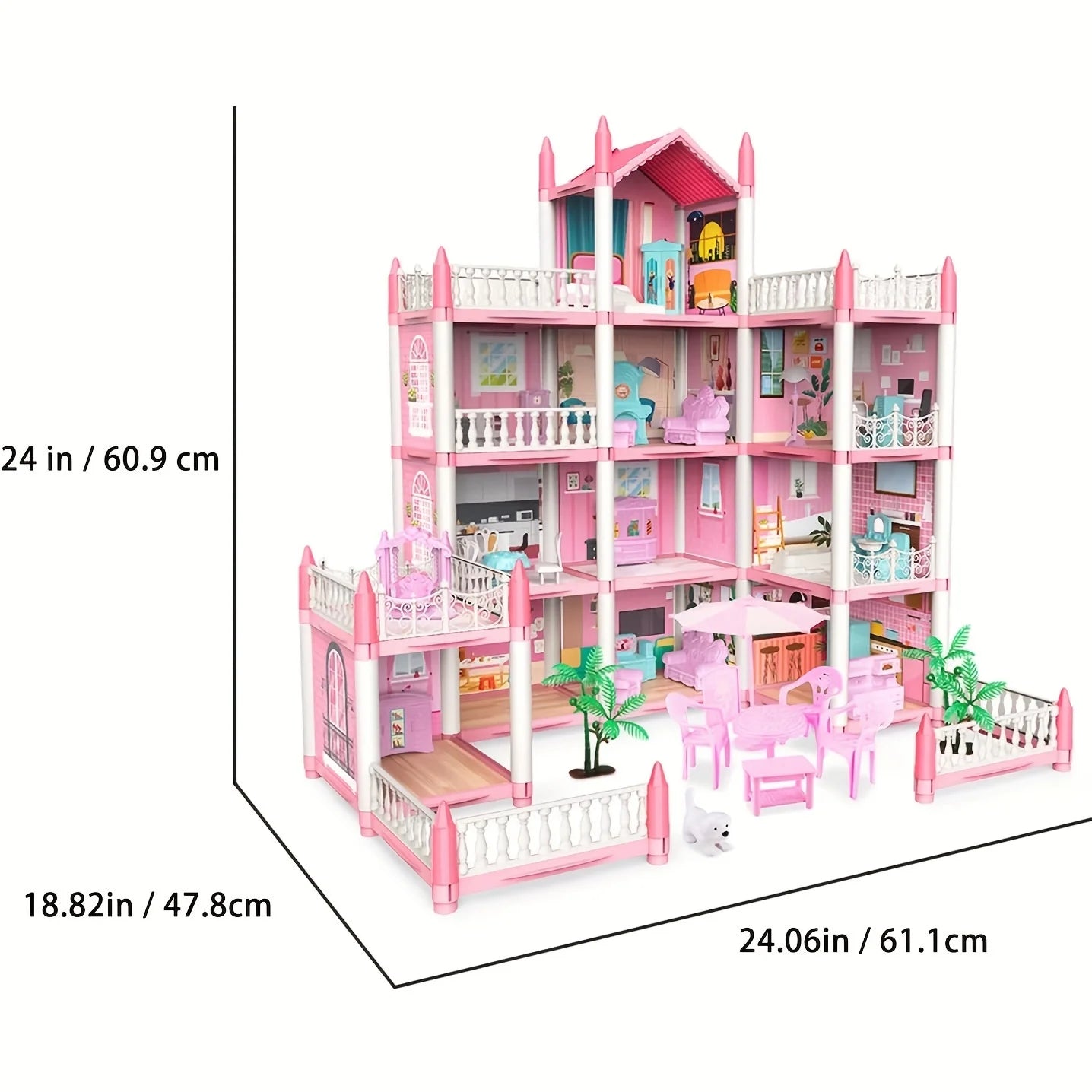 Children's Music Doll House Assembly Villa House 3D DIY Dream Princess Castle Villa Assembly Doll House Set Toy Girl Family Toy - SnugBubs Australia