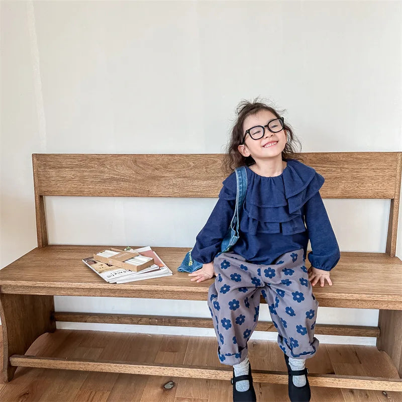 Autumn New Children Loose Trousers Vintage Flower Print Girls Harem Pants Baby Boys Casual Pants Cotton Baby Trousers Clothes SnugBubs Australia