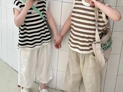 Baby Boy Girl Pant Cotton and Linen Cropped Trousers Child Trousers Long Kid Summer Pant Baby Infant Clothes SnugBubs Australia