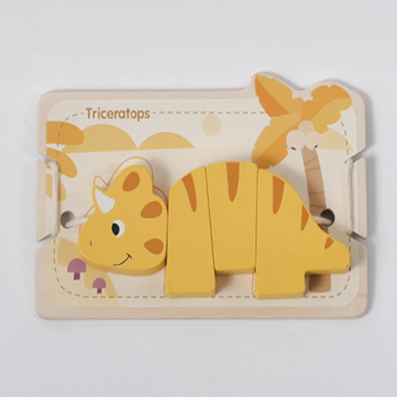 Montessori Wooden Dinosaur Threading Toy – Fine Motor Puzzle for Toddlers SnugBubs Australia