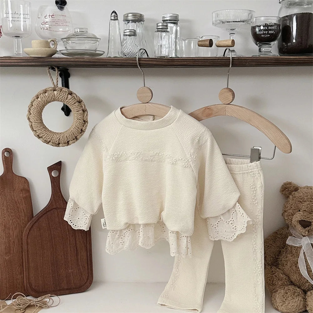 Cotton Lace Sweatshirt and Matching Pants SnugBubs Australia