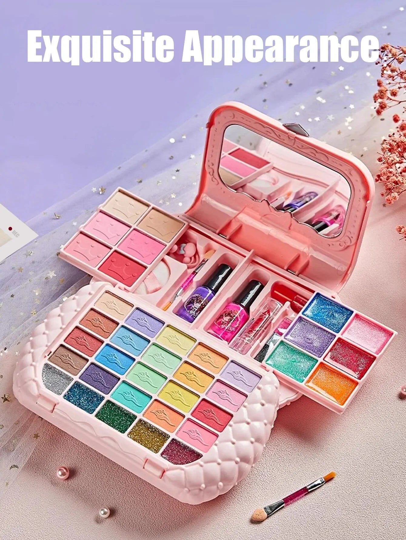 Kids Washable Makeup Kit with Mirror – Pretend Beauty Toy Set in Little Bag - SnugBubs Australia