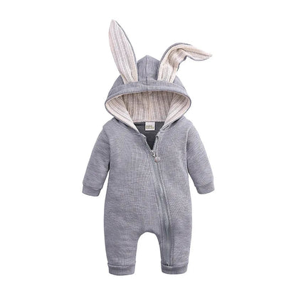 Baby Romper with Rabbit Ears – Cotton Long Sleeve Onesie (Unisex) SnugBubs Australia