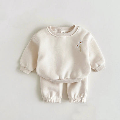 Embroidered Daisy Pullover Sweatshirt & Jogger Pants SnugBubs Australia