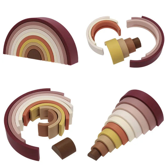10-Piece Silicone Rainbow Stacking Toy SnugBubs Australia