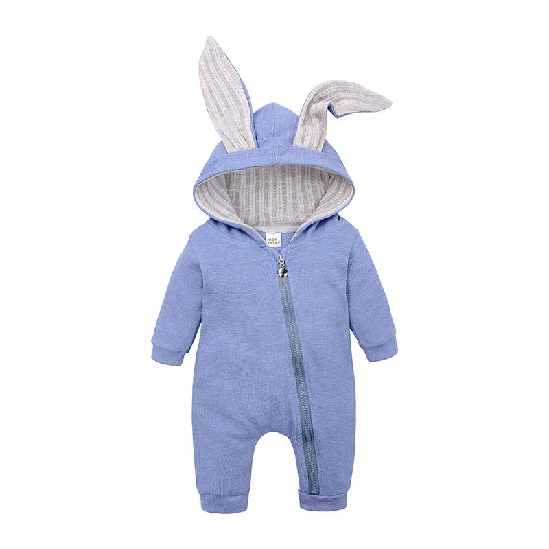 Baby Romper with Rabbit Ears – Cotton Long Sleeve Onesie (Unisex) SnugBubs Australia