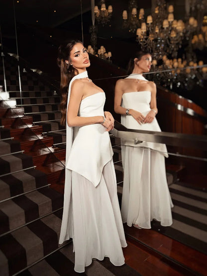 Mesh Scarf Neck Strapless Maxi Dress – Elegant Backless Split Gown SnugBubs Australia