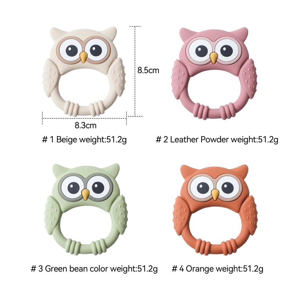1PC Food Grade BPA Free Cartoon Owl Silicone Baby Teether SnugBubs Australia