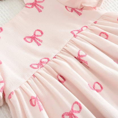 Bow Print Casual Dress