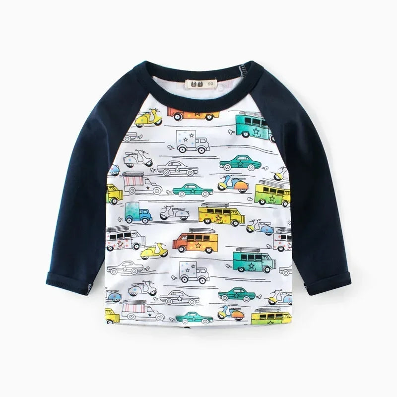 Boys Long Sleeve Car Graphic Tee - SnugBubs Australia