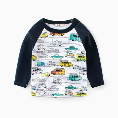 Boys Long Sleeve Car Graphic Tee - SnugBubs Australia
