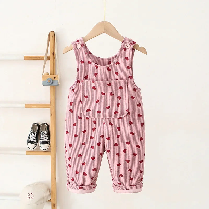 "Love Pants" Girls’ Corduroy Overalls SnugBubs Australia