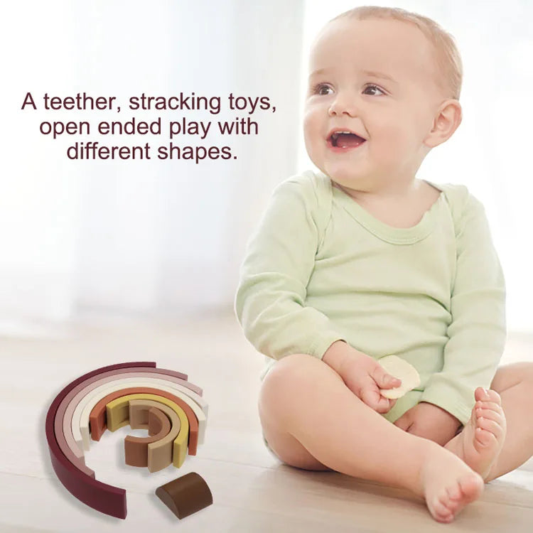 10-Piece Silicone Rainbow Stacking Toy SnugBubs Australia