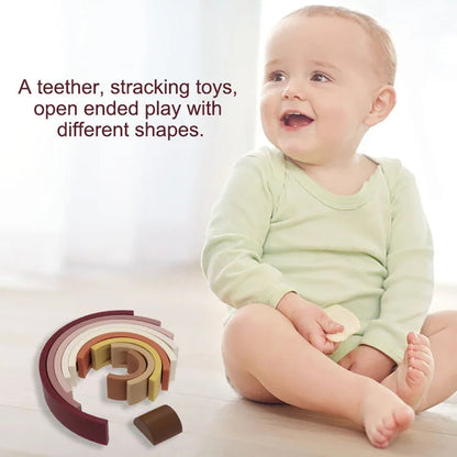 10-Piece Silicone Rainbow Stacking Toy SnugBubs Australia