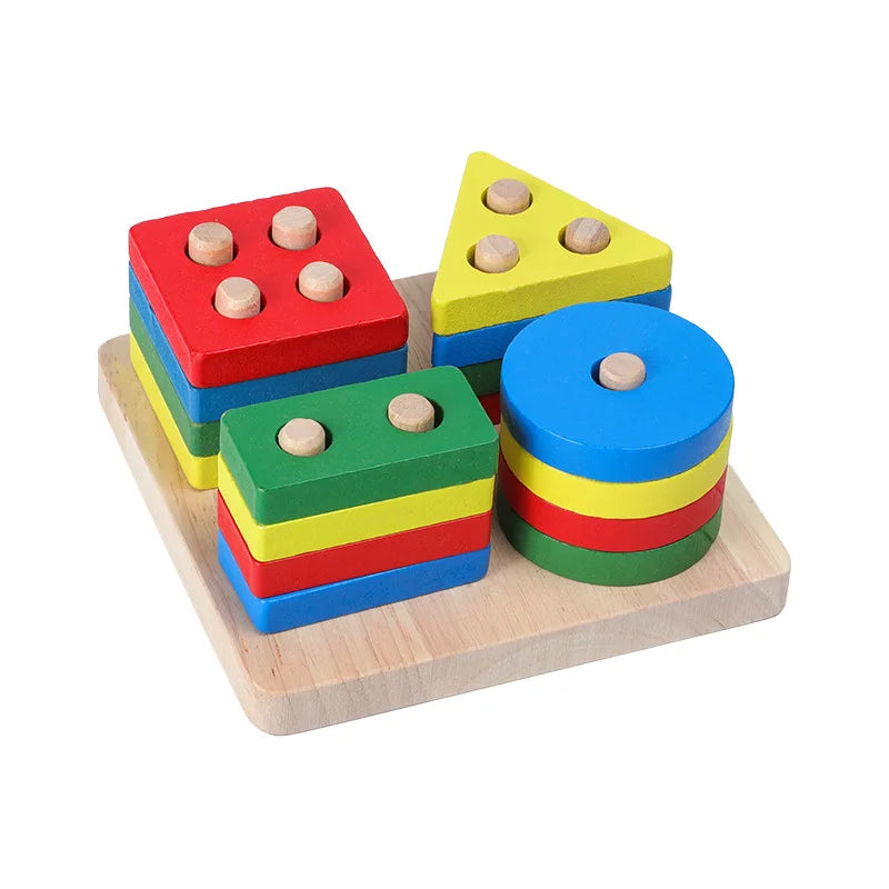 Hot Kids Montessori Wooden Macaron Blocks Learning Toy SnugBubs Australia