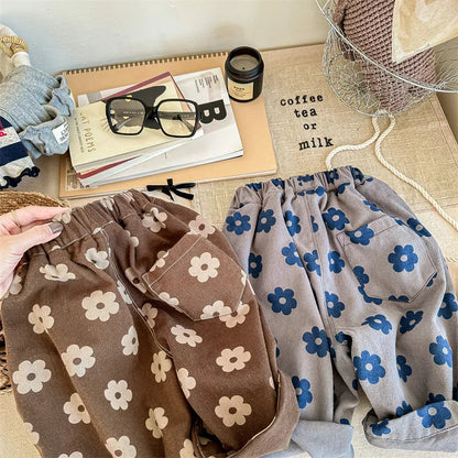 Autumn New Children Loose Trousers Vintage Flower Print Girls Harem Pants Baby Boys Casual Pants Cotton Baby Trousers Clothes SnugBubs Australia