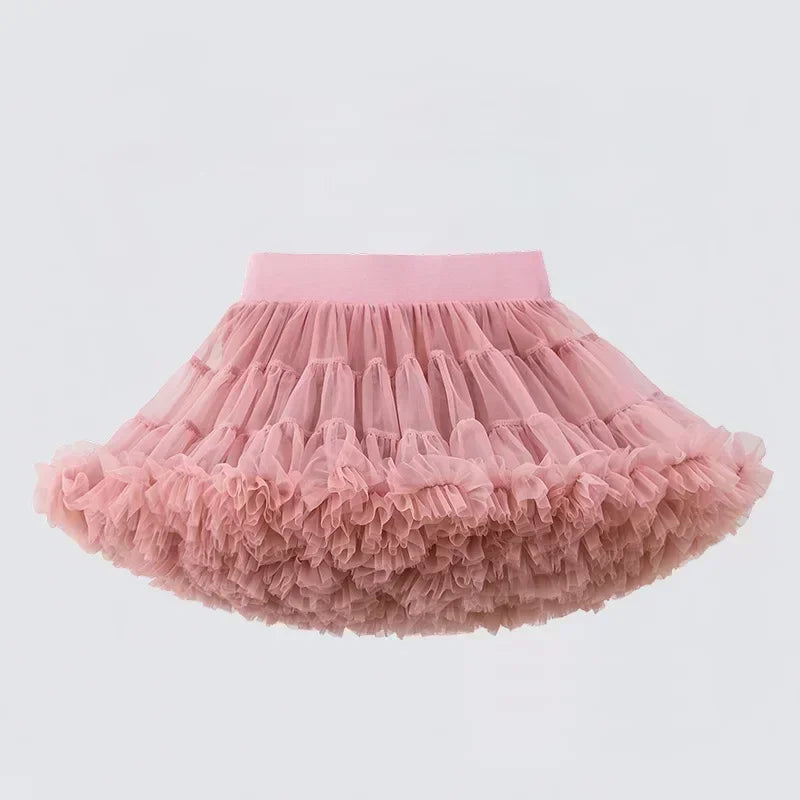 Girls Fluffy Tulle Tutu Skirt – Lace & Chiffon Dance Pettiskirt SnugBubs Australia