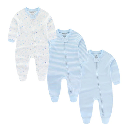 3 Pcs 100% Cotton Soft Zipper Onesies SnugBubs Australia