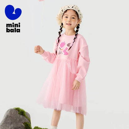 Kids’ Mesh Splice Sweatshirt Dress SnugBubs Australia