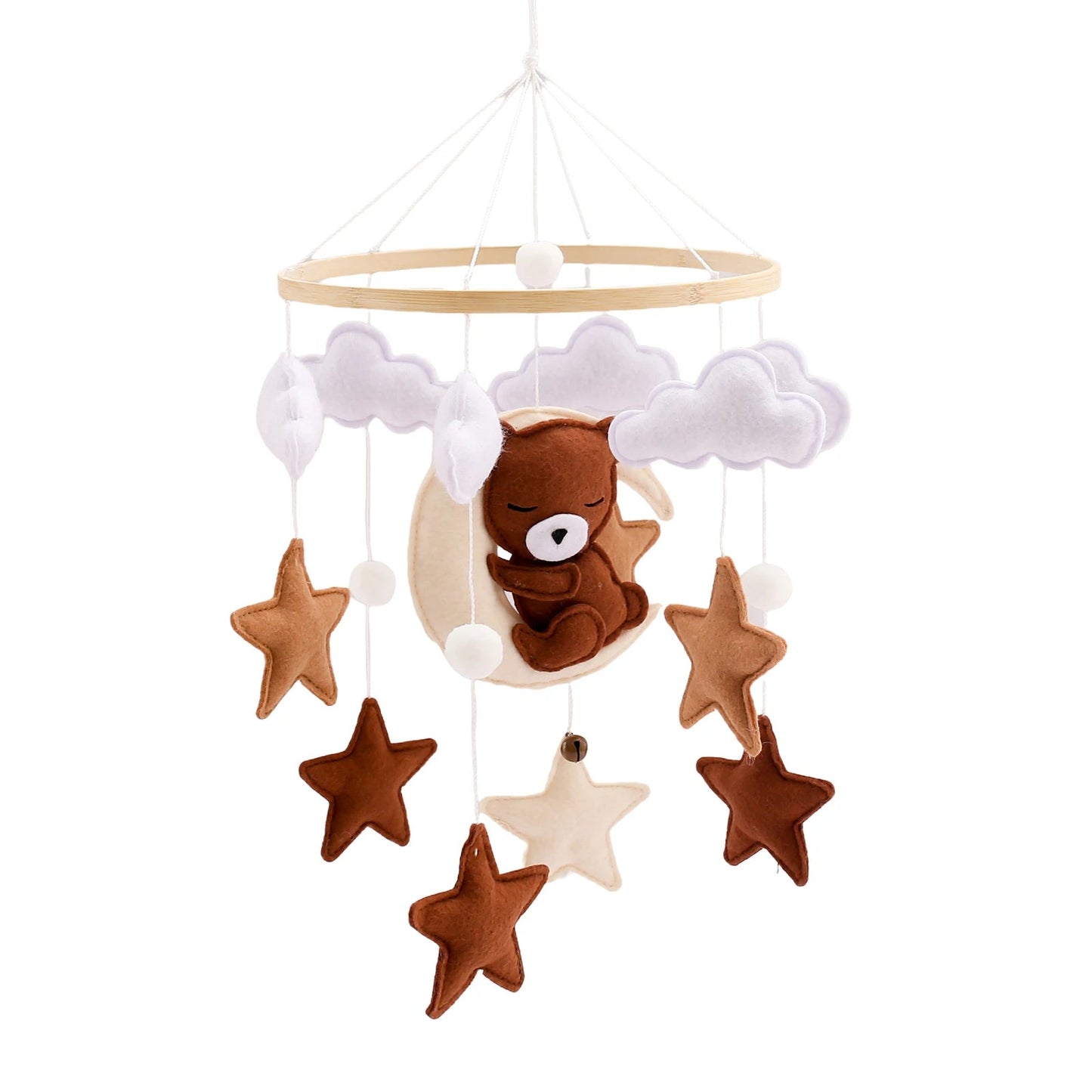 Wooden Mobile Bed Bell Crib Bracket Animal Kingdom Soft Felt Bed Bell Newborn Music Box Hanging Toy Baby Toys S for 0 12 Months SnugBubs Australia