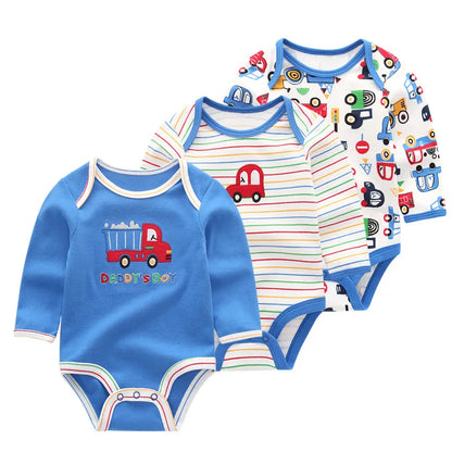100% Cotton Long Sleeve Newborn Bodysuit (3 Packs Onsies) - SnugBubs Australia