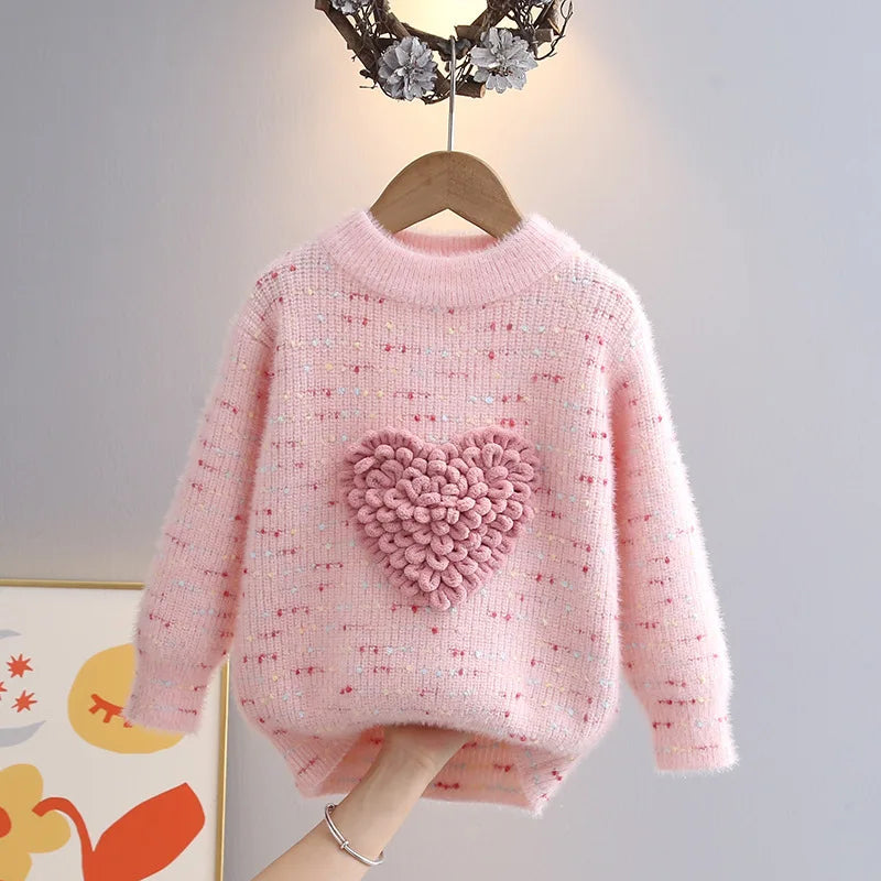 Children’s Knit Heart Sweater – Colorful Polka Dot Pullover SnugBubs Australia