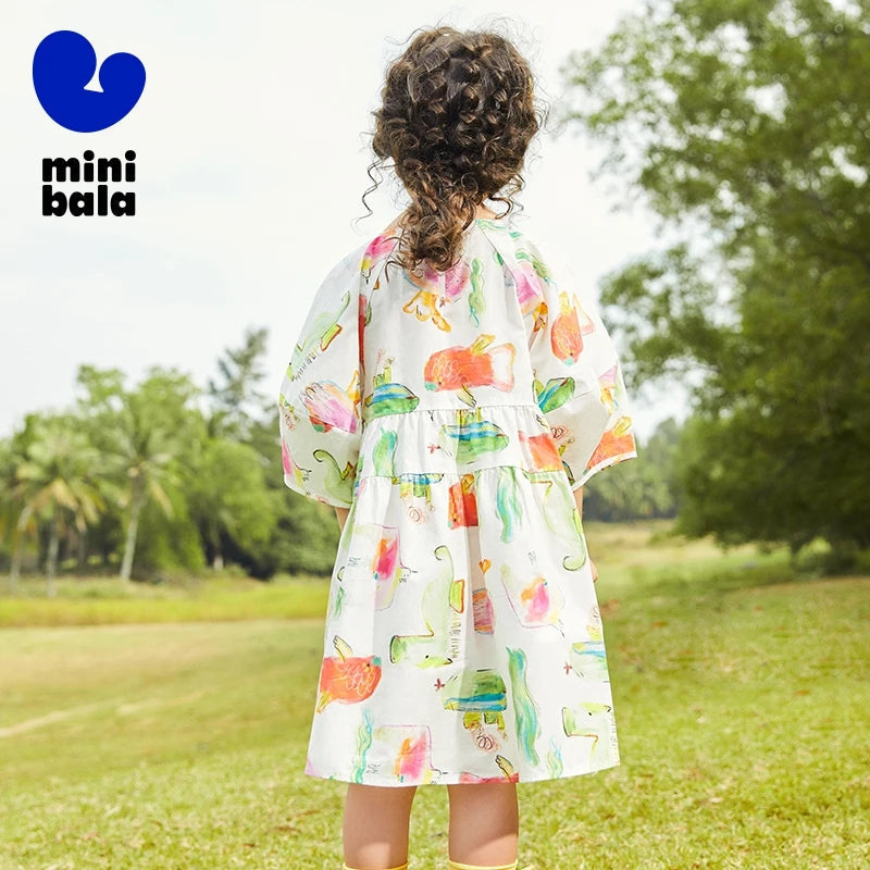 Mini Bala Girls Pure Cotton Beach Dress SnugBubs Australia