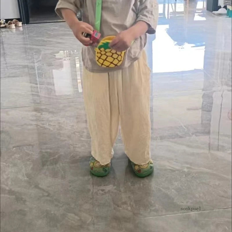 Baby Boy Girl Pant Cotton and Linen Cropped Trousers Child Trousers Long Kid Summer Pant Baby Infant Clothes SnugBubs Australia