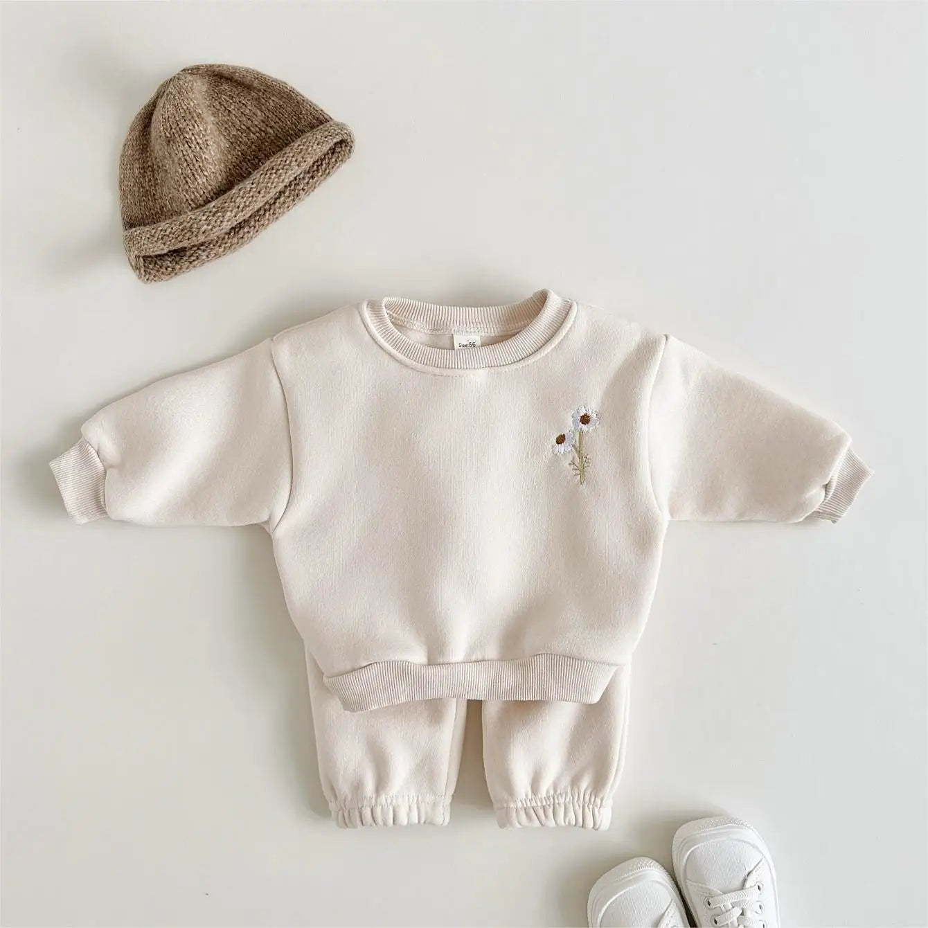 Embroidered Daisy Pullover Sweatshirt & Jogger Pants SnugBubs Australia
