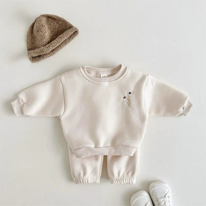 Embroidered Daisy Pullover Sweatshirt & Jogger Pants SnugBubs Australia