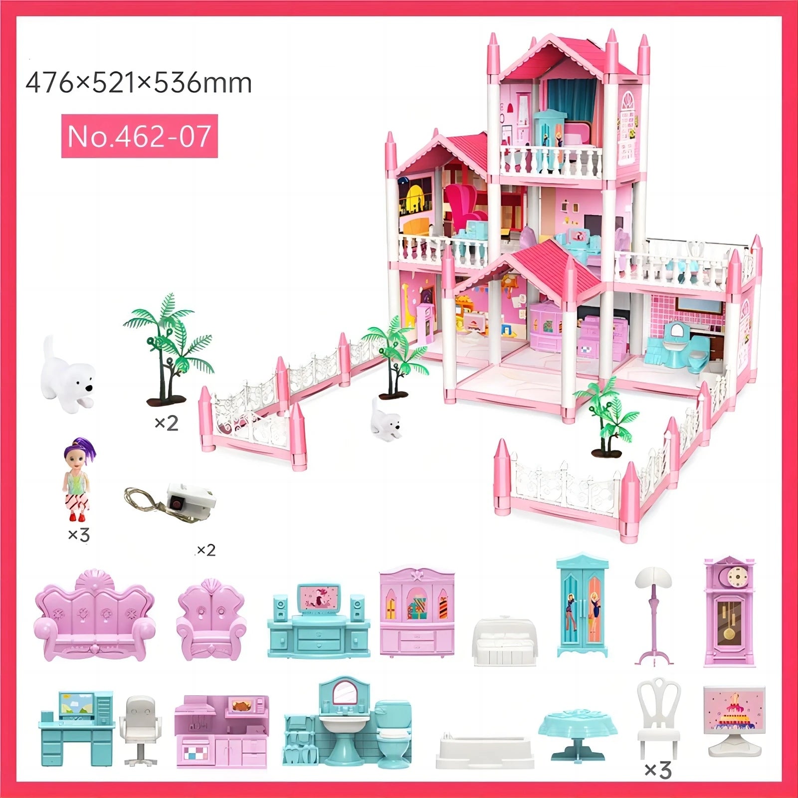 Children's Music Doll House Assembly Villa House 3D DIY Dream Princess Castle Villa Assembly Doll House Set Toy Girl Family Toy - SnugBubs Australia