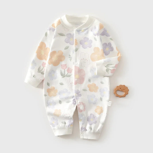 Baby Onesie 100% Cotton Boys Girls Long Sleeve Romper  Infant Cute Printed Fruit Onesie Pajamas 1-3-6-9M Four Season Universal SnugBubs Australia